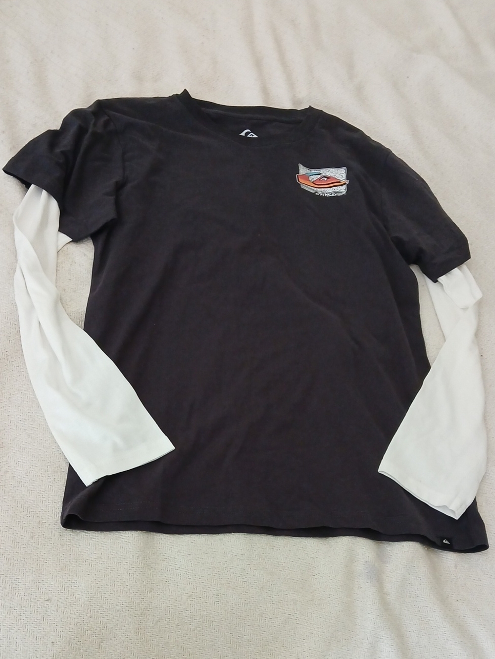 Quiksilver Black Tee with White Logo Print